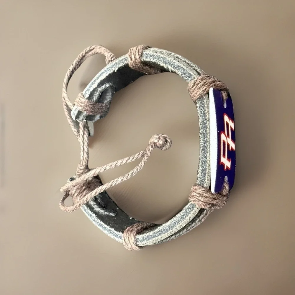 Puerto Rico PR Charm Bracelet Leather Adjustable Cord Blue Red White Unbranded